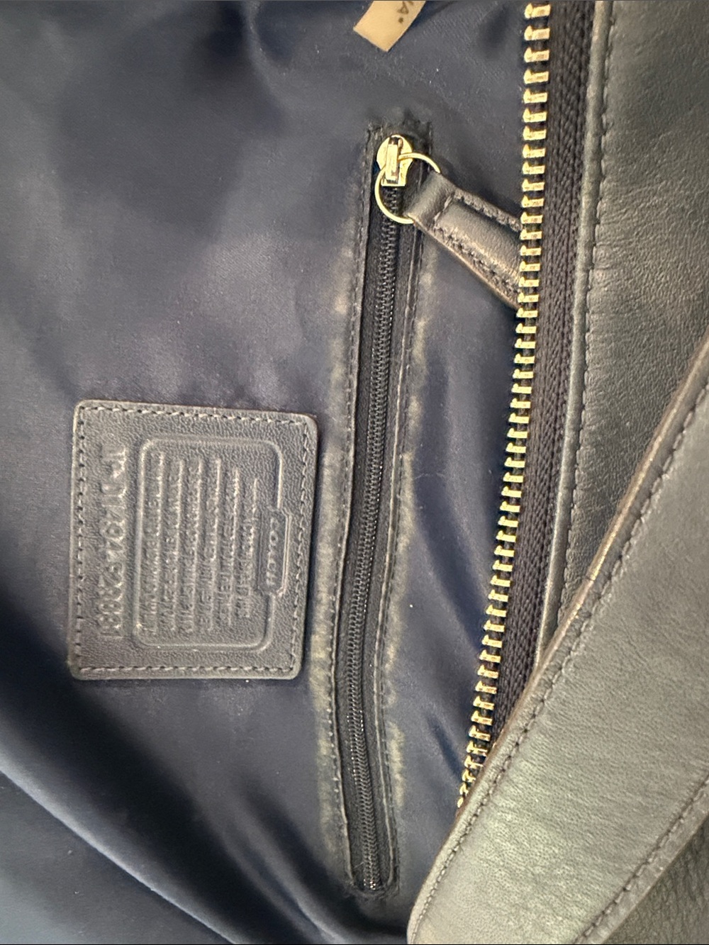 Coach Navy Leather Small Crossbody with Zip Trim - Picture 9 of 11